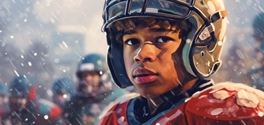 Determined Football Player Before the Game