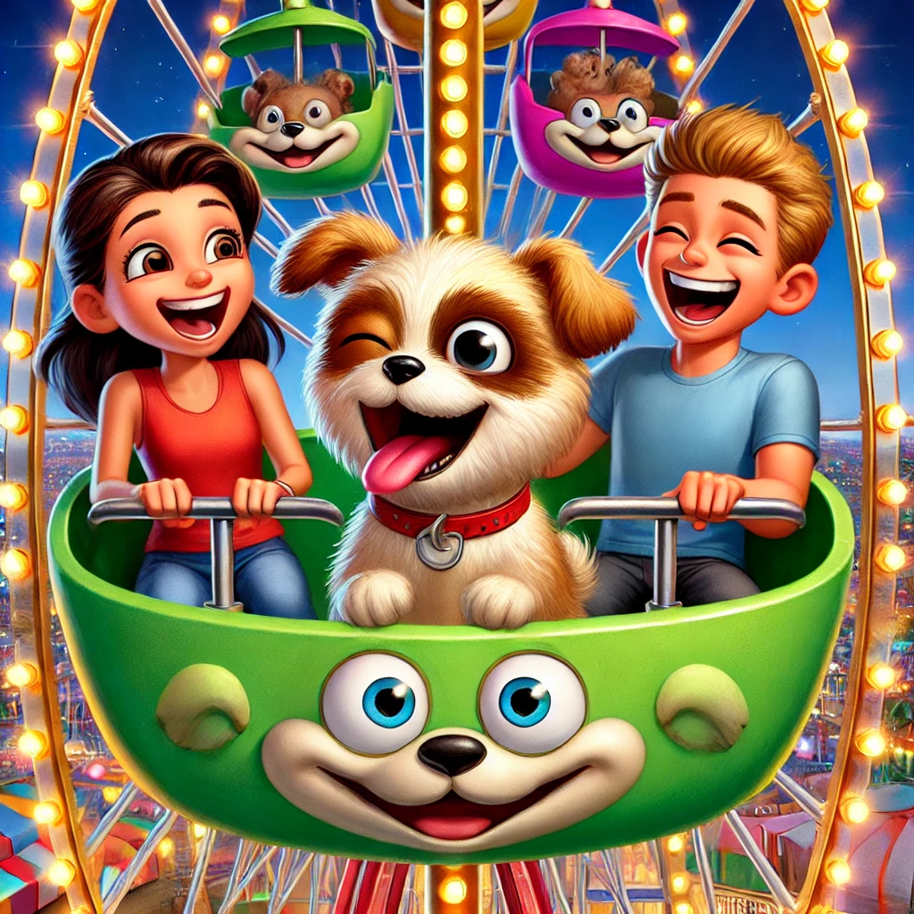 Ferris wheel roasting Scobby, Lely, and Jonathan