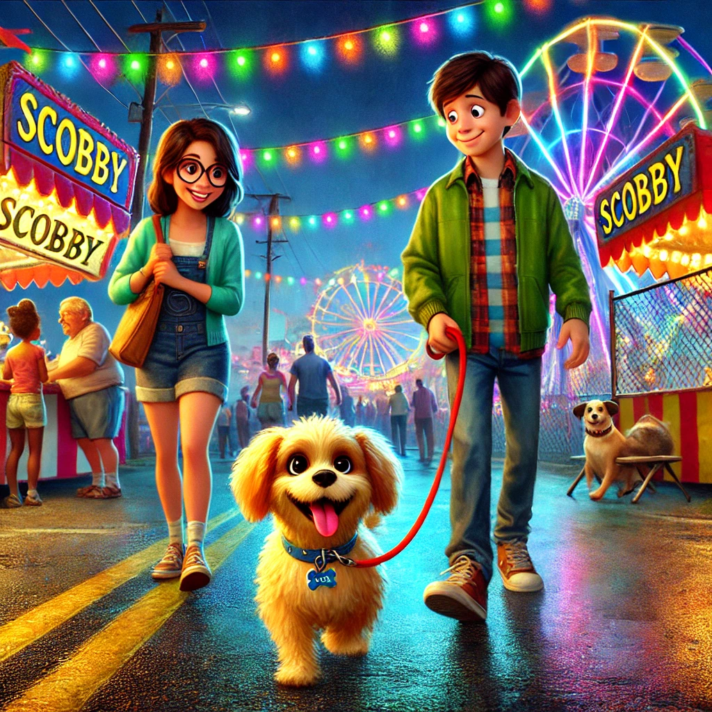 Scobby, Lely, and Jonathan at the carnival entrance